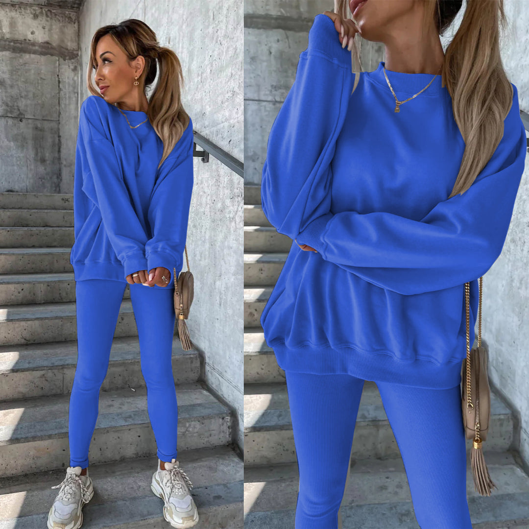 Damen lässiges Oversized Sweatshirt und enganliegende Sportleggings Set Heidi-Mode