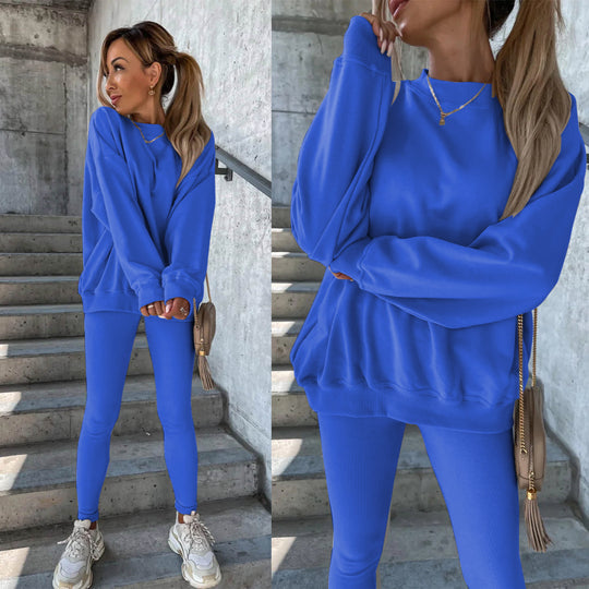 Damen lässiges Oversized Sweatshirt und enganliegende Sportleggings Set Heidi-Mode