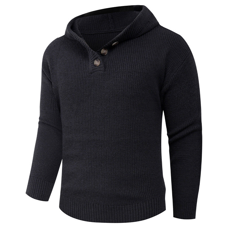 Herren Strickpullover mit hochabschließendem Kragen und Knopfdetails Heidi-Mode