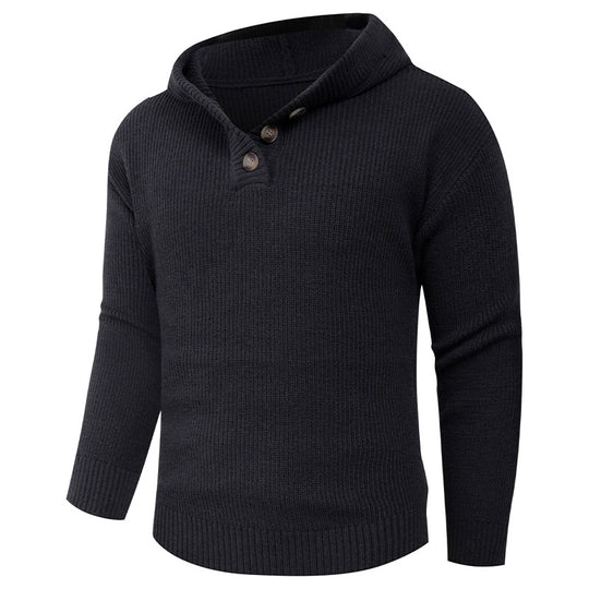 Herren Strickpullover mit hochabschließendem Kragen und Knopfdetails Heidi-Mode