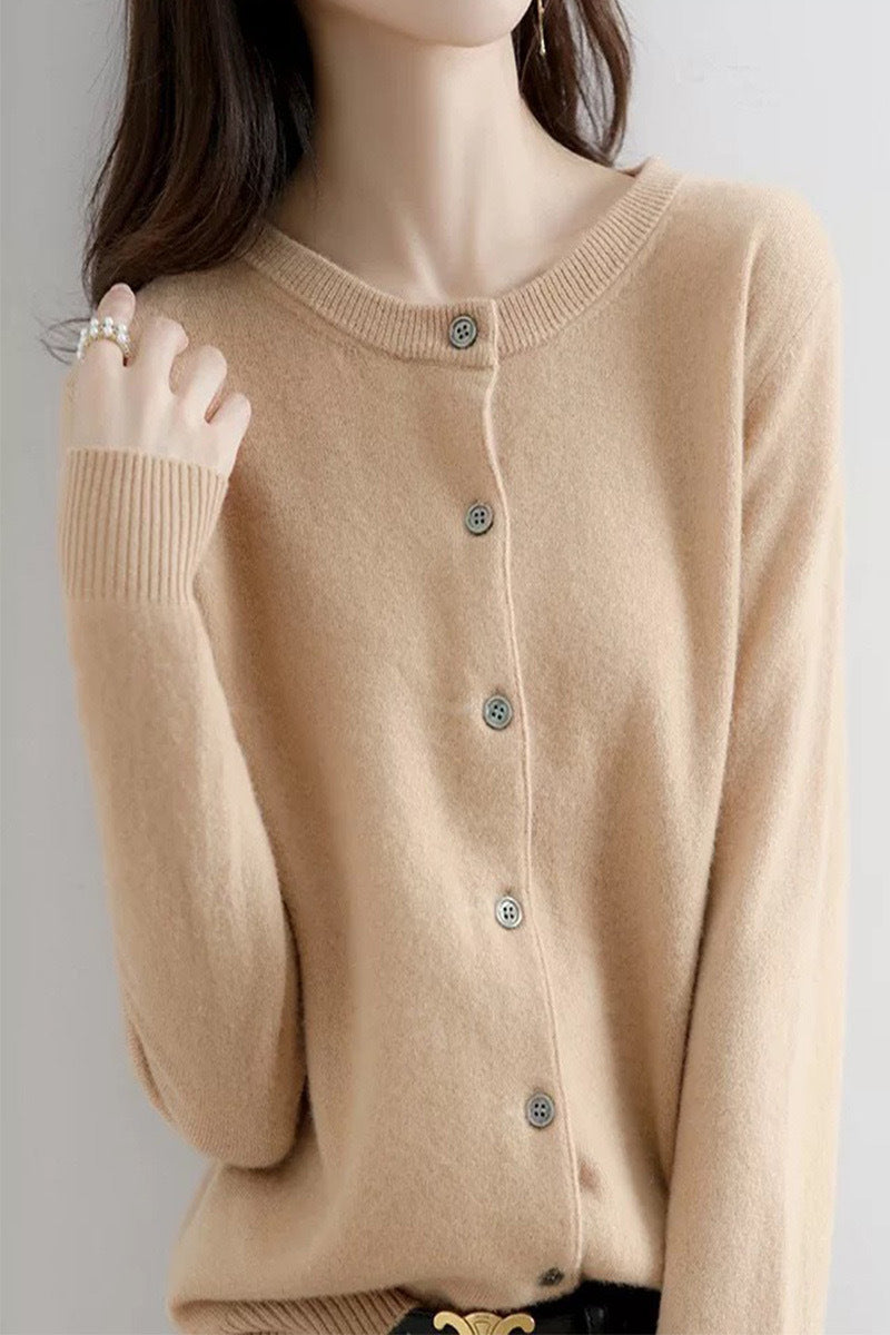 Damen Feinstrick Cardigan mit Knopfleiste und weichem Material Heidi-Mode