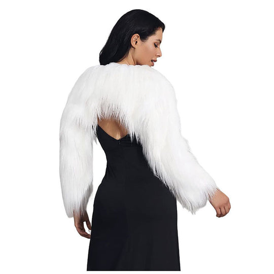 Damen Extravaganter Kunstpelzbolero mit elegantem Schnitt Heidi-Mode
