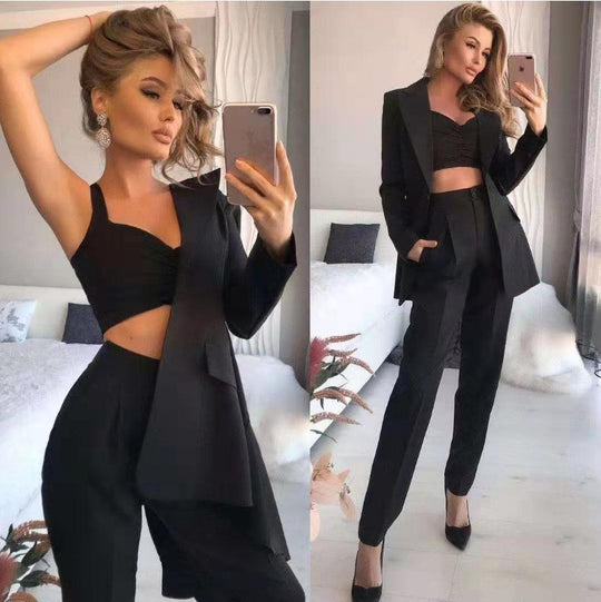 Heidi-Mode Stylisches 3-teiliges Set (Blazer, Oberteil, Hose)