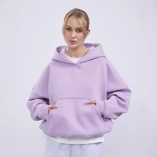 Damen Oversized Kapuzenpullover mit lässigem Schnitt und praktischer Kängurutasche Heidi-Mode