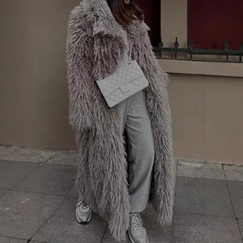 Damen Flauschiger Oversized-Mantel aus Kunstpelz Heidi-Mode