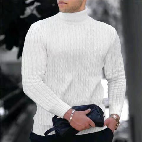 Herren Strickpullover mit modernem Rippmuster und hohem Kragen Heidi-Mode