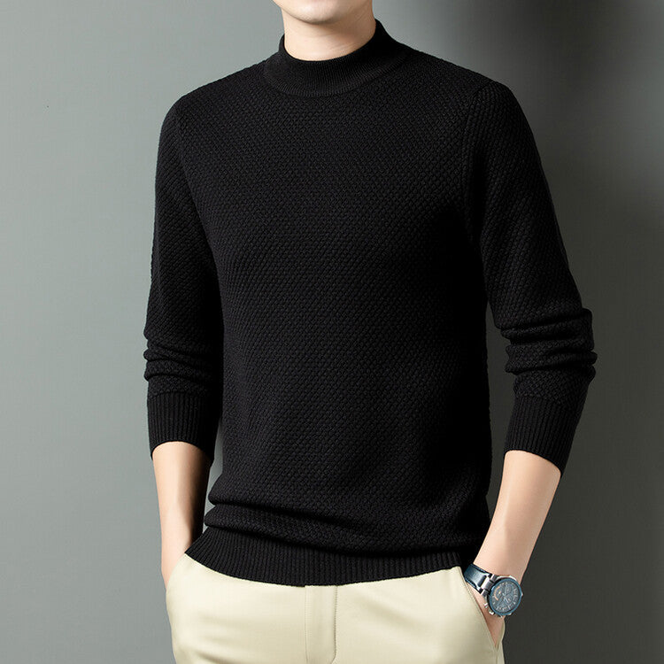 Herren Strukturierter Rollkragenpullover aus hochwertiger Baumwolle Heidi-Mode