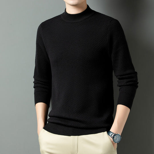 Herren Strukturierter Rollkragenpullover aus hochwertiger Baumwolle Heidi-Mode