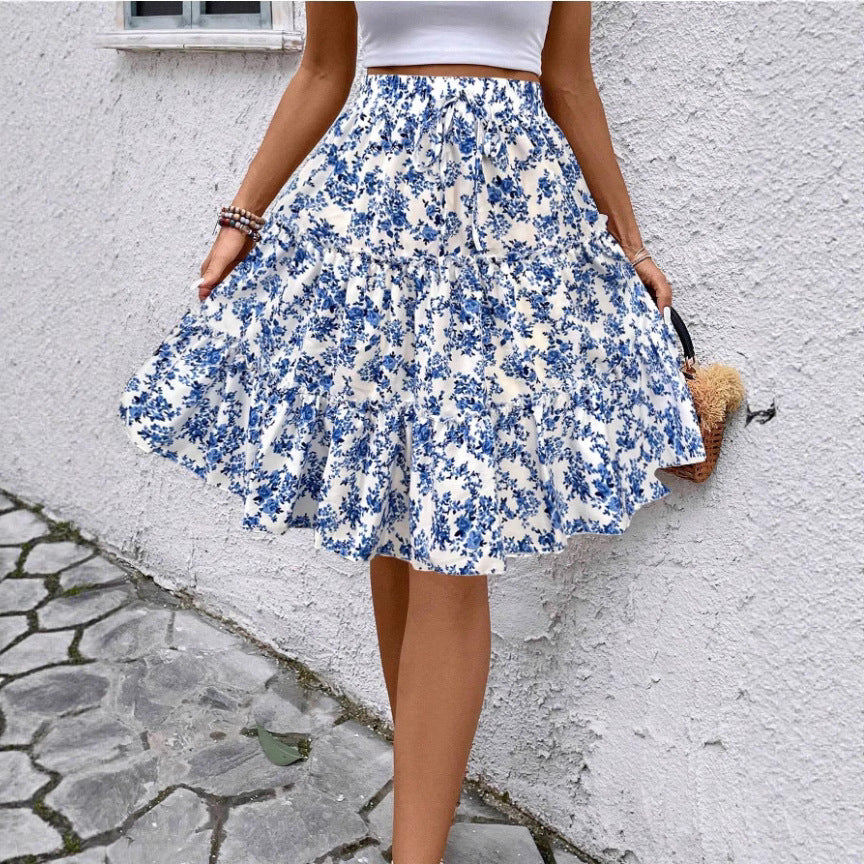 Damen Sommerrock mit charmanten Volantdetails und floralem Muster Heidi-Mode