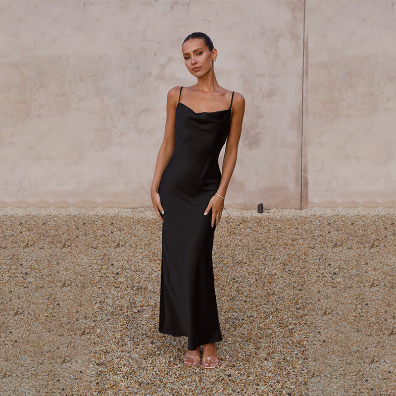 Damen Seidenmaxikleid mit elegantem Schnitt und schmeichelndem Design Heidi-Mode