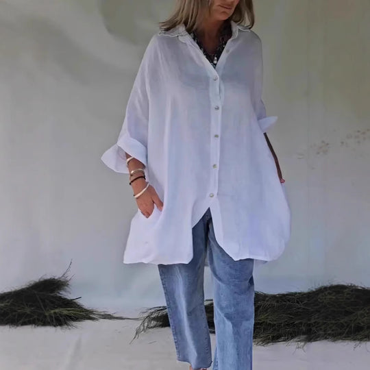 Damen Übergröße Bluse mit lässigem Schnitt und Druckknopfverschluss Heidi-Mode