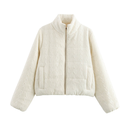 Damen warme Kapuzenjacke aus Strukturstrick Heidi-Mode