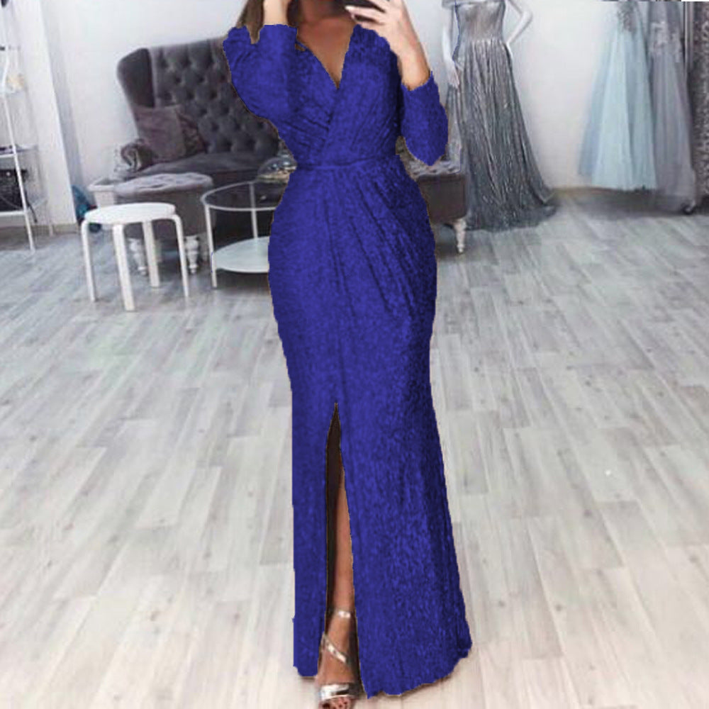 Damen Elegantes Wickelkleid mit funkelndem Detail und seitlichem Schlitz Heidi-Mode