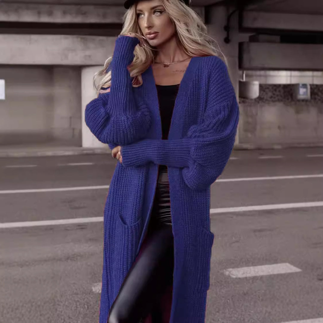 Damen Grobstrick-Cardigan mit tiefen Taschen und lässigem Oversized-Schnitt Heidi-Mode