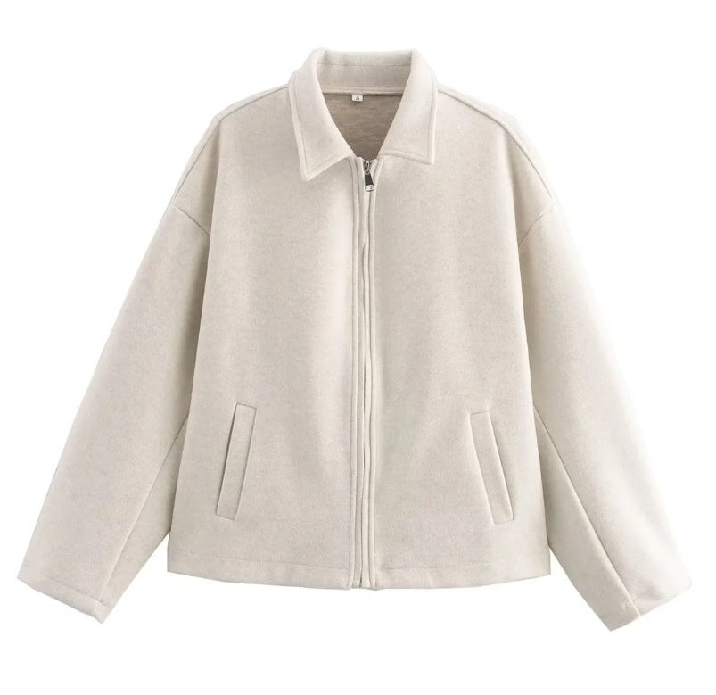 Damen lässige Kurzjacke mit weitem Schnitt und Reverskragen Heidi-Mode