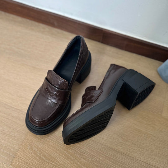 Damen Elegante Loafers mit dicker Gummisohle und weichem Leder Heidi-Mode