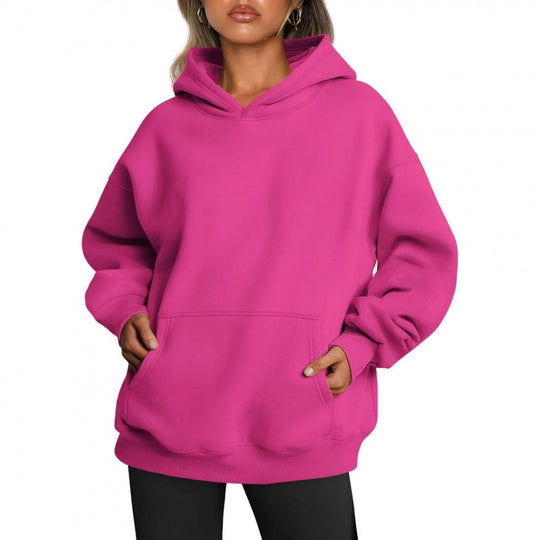 Damen Übergrößen Kapuzenpullover mit praktischen Taschen undlässigem Schnitt Heidi-Mode