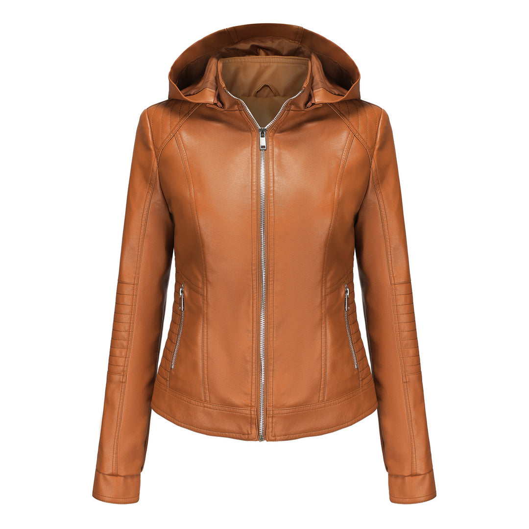 Damen Kapuzenjacke aus hochwertigem Kunstleder Heidi-Mode