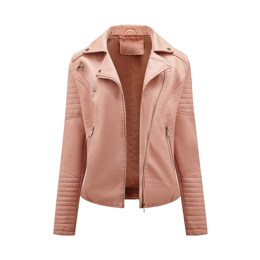 Damen Bikerjacke mit modischen Steppdetails und asymmetrischem Reißverschluss Heidi-Mode