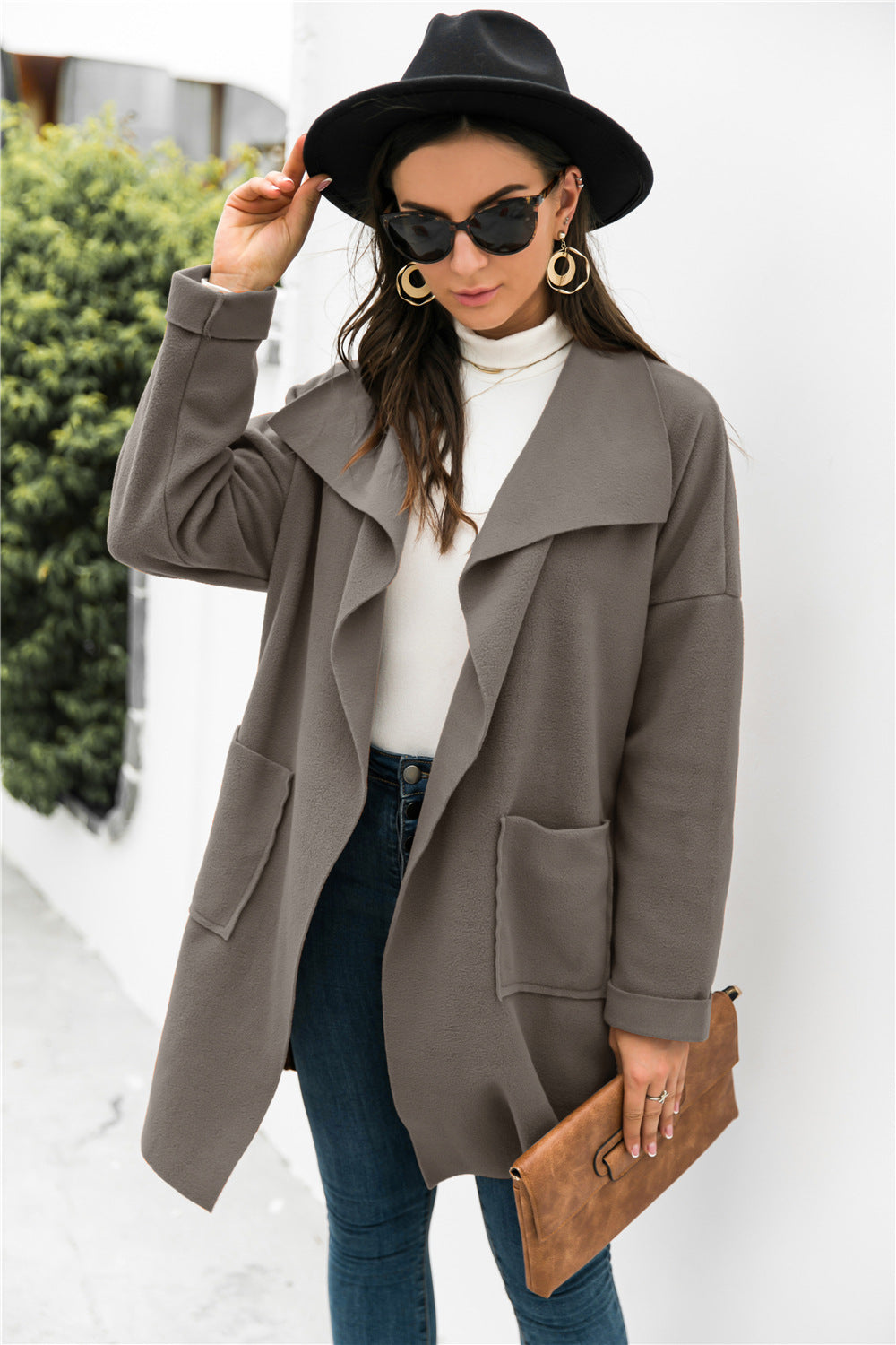 Damen Übergangsjacke mit tiefem Revers und praktischen Taschen Heidi-Mode