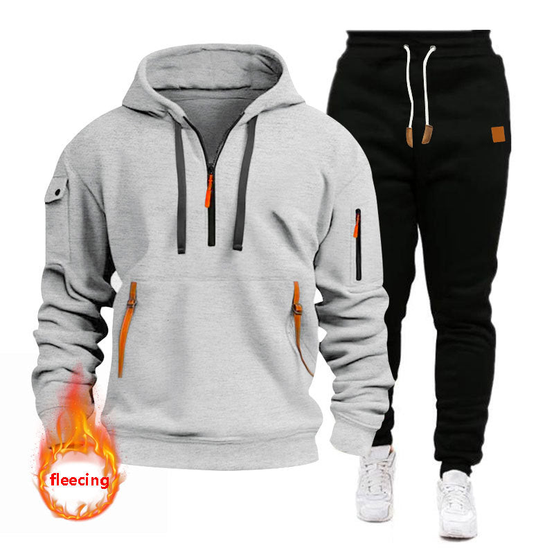 Herren Sportliches Hoodie-Set mit funktionalen Taschen und atmungsaktiven Eigenschaften Heidi-Mode