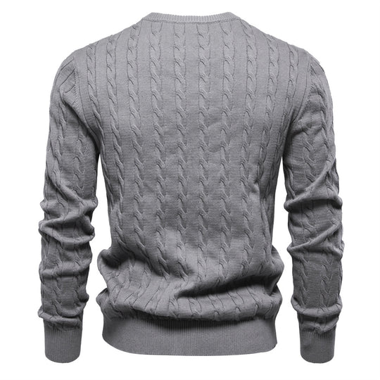 Herren Strickpullover mit Zopfmuster und Rundhalsausschnitt Heidi-Mode