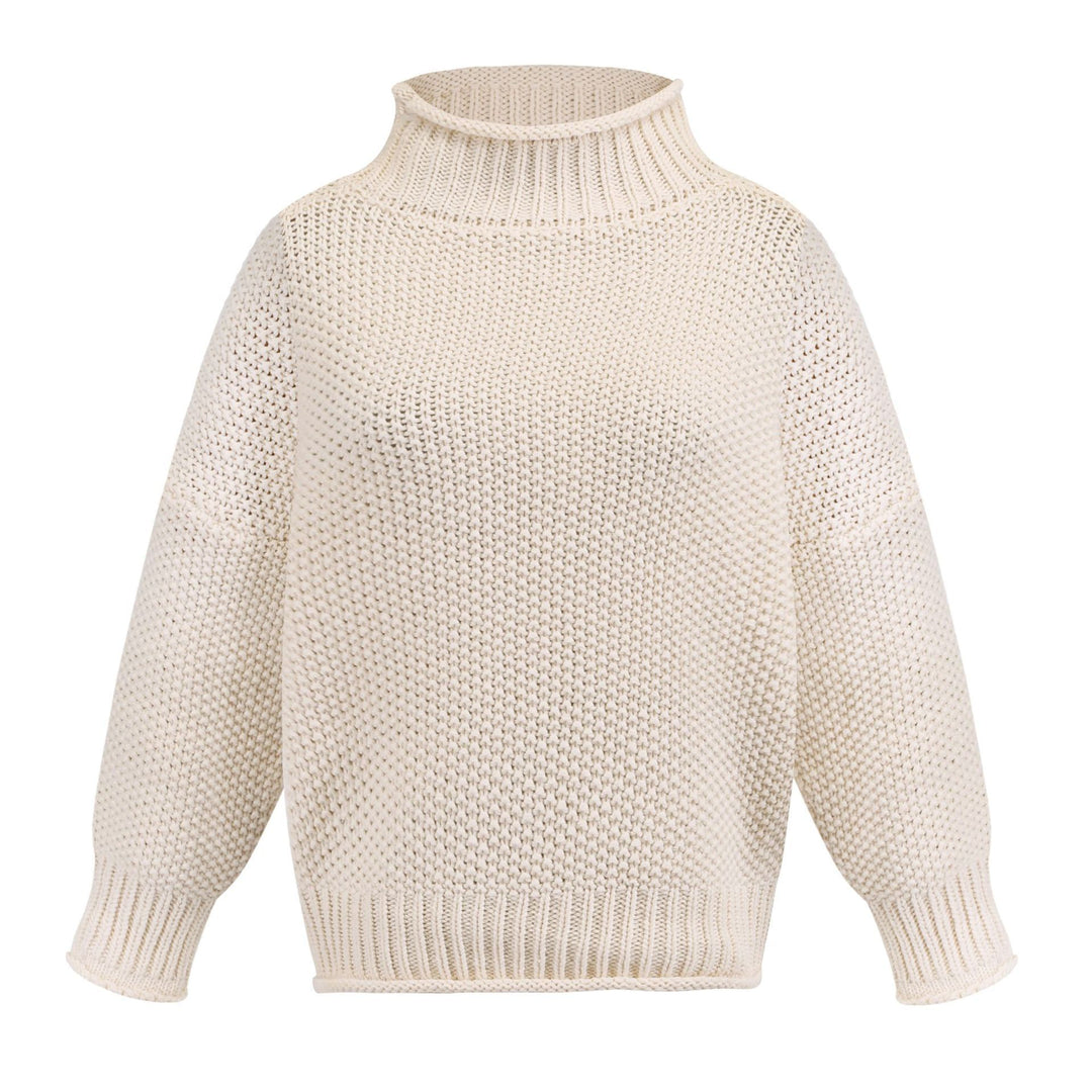 Damen Grobstrickpullover mit Rollkragen und lässigem Schnitt Heidi-Mode