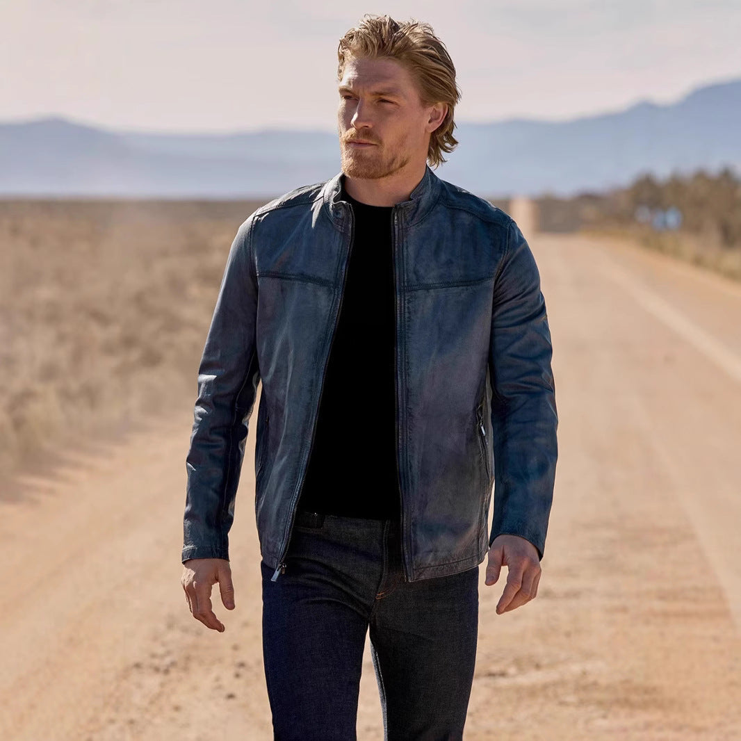 Herren Lederjacke im klassischem Design mit praktischen Taschen Heidi-Mode