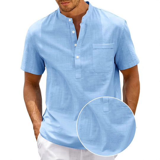 Herren Komfortables Kurzarm-Hemd mit Stehkragen Heidi-Mode