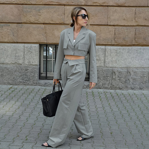Damen Cropped Blazer- und Hosenanzug Heidi-Mode