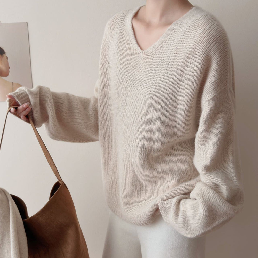 Femme Luxuriöser V-Ausschnitt Kaschmirpullover Heidi-Mode