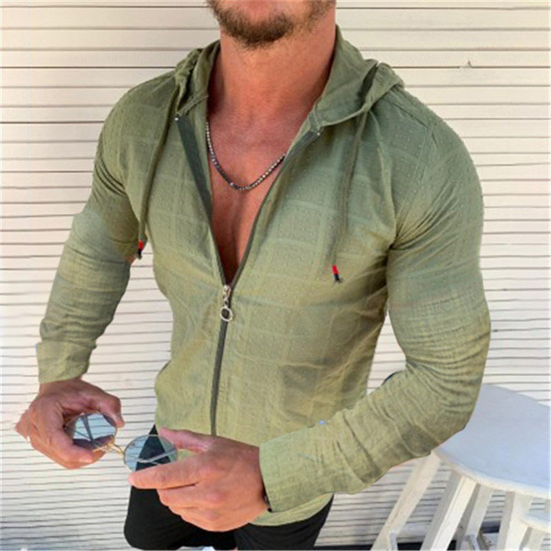 Herren Sportliche Langarmjacke mit innovativem Texturmuster und praktischem Reißverschluss Heidi-Mode