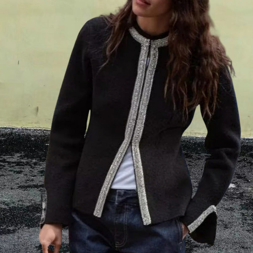 Damen Elegante Blazerjacke mit feinen Borte-Details Heidi-Mode