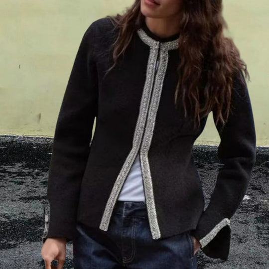 Damen Elegante Blazerjacke mit feinen Borte-Details Heidi-Mode