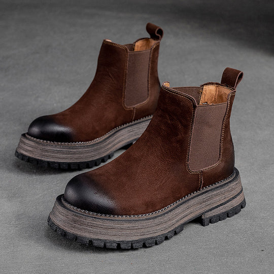 Damen Chunky Chelsea Boots mit robustem Sohlenprofil und elastischen Einsätzen Heidi-Mode