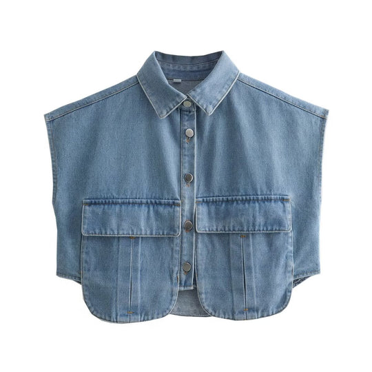 Damen lässige Blusenjacke im angesagten Utility-Stil mit großen Taschen und kurzen Ärmeln Heidi-Mode