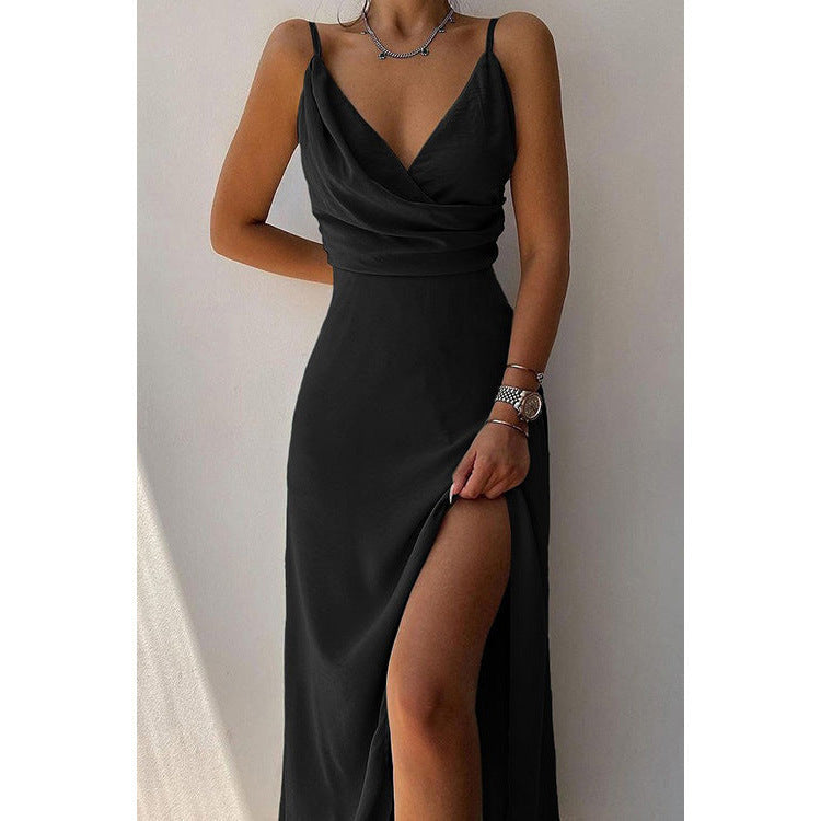 Damen Elegantes Maxikleid mit schickem Wickelausschnitt und verführerischem Schlitz Heidi-Mode
