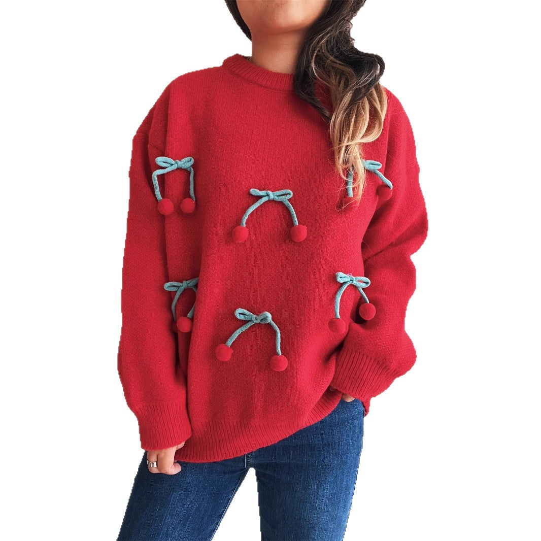 Damen Kuscheliger Pullover mit verspielten Quasten Heidi-Mode