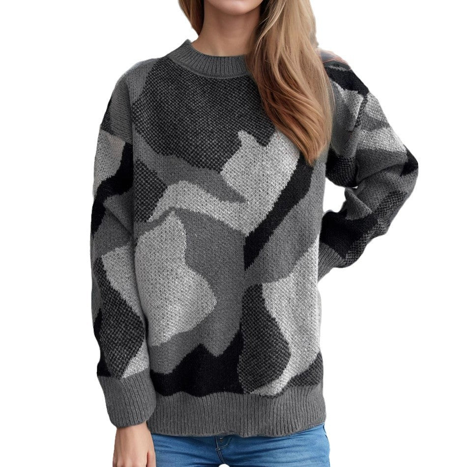 Damen gemütlicher Strickpullover mit modernem Farbblockdesign Heidi-Mode