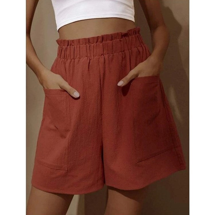 Heidi Mode | Shorts aus Baumwolle und Leinen mit hoher Taille für Damen