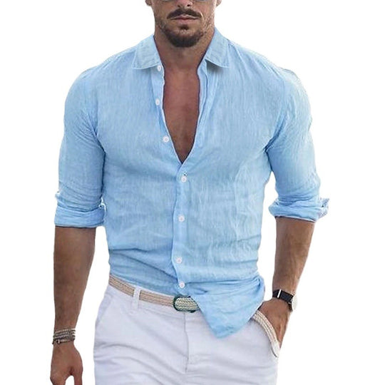 Herren Premium Leinenhemd mit modernem Slim-Fit Schnitt und hautfreundlicher Textur Heidi-Mode