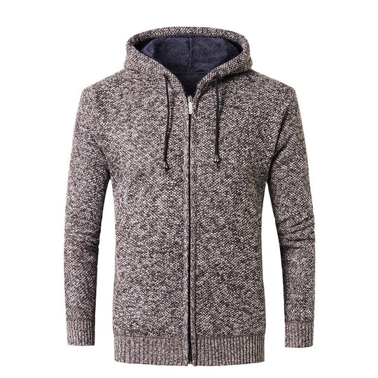 Herren moderne Strickjacke mit Kapuze und weichem Innenfutter Heidi-Mode