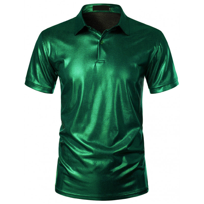 Herren Modern Glänzendes Athletic Polo Shirt Heidi-Mode