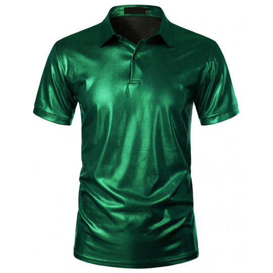 Herren Modern Glänzendes Athletic Polo Shirt Heidi-Mode