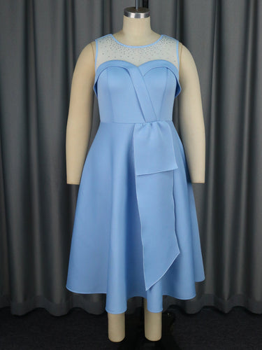 Heidi-Mode | Personalisierte Mesh-Stitch-Kleid Elegante Stiche Kristalle A-Linie Kleid