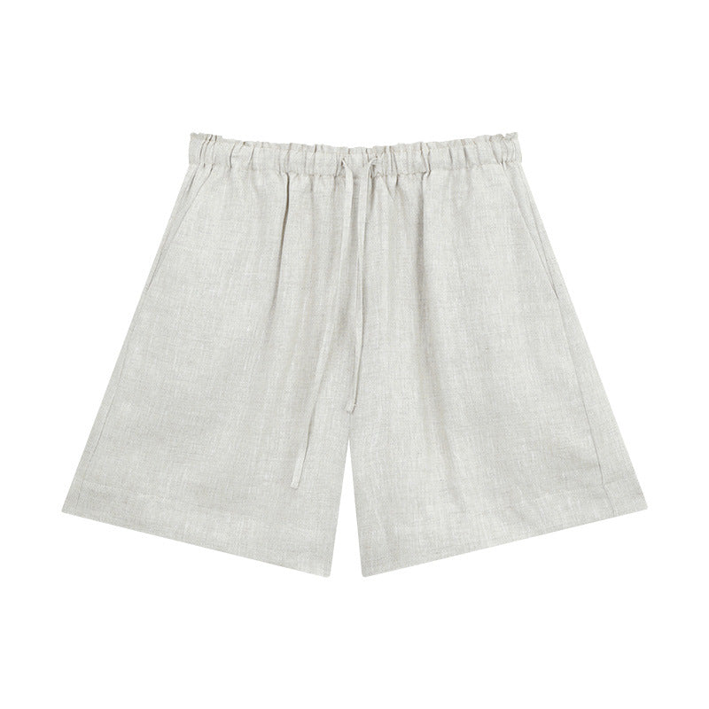 Damen lässige Leinen-Shorts mit elastischem Bund und praktischen Seitentaschen Heidi-Mode