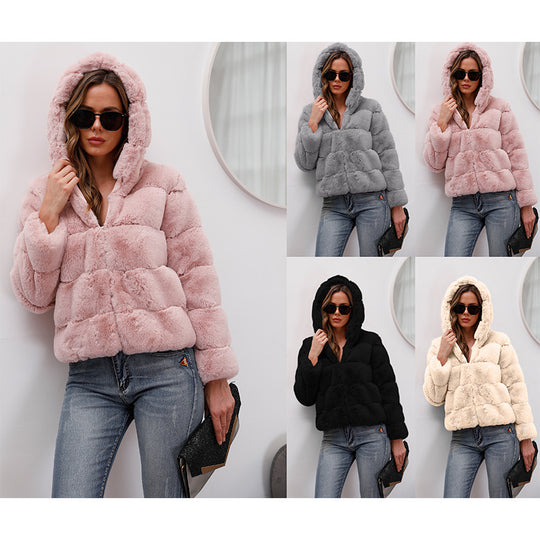 Damen weiche Fleecejacke mit Kapuze Heidi-Mode