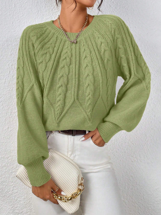 Damen Strickpullover mit Zopfmuster und weitem Schnitt Heidi-Mode