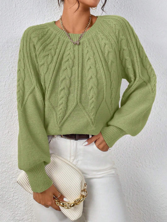 Damen Strickpullover mit Zopfmuster und weitem Schnitt Heidi-Mode