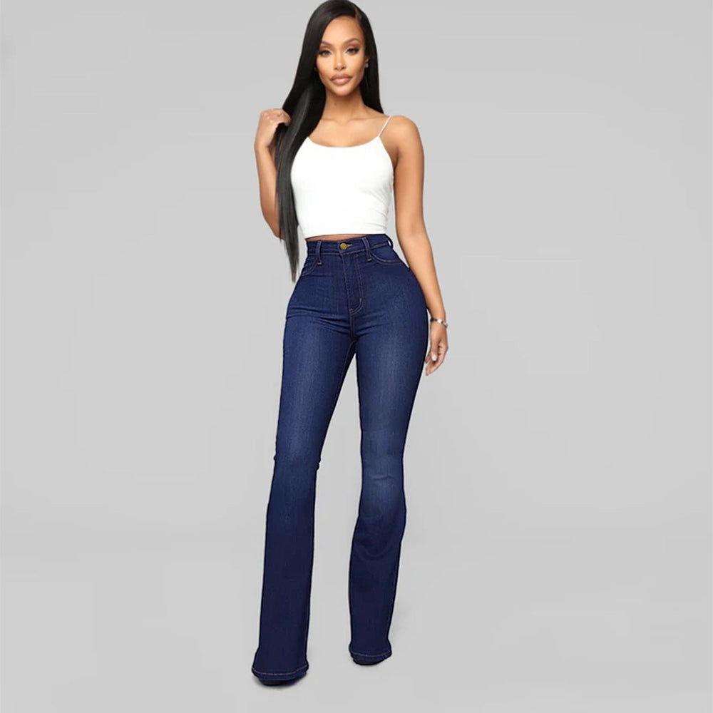Heidi-Mode | Damen Hohe Taille Demon Jeans mit Geradem Bein